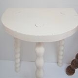 Two vintage tripod solid wood stools