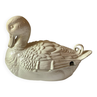 Grande soupière canard en barbotine italienne