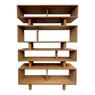 Oak bookcase made in France numbered