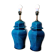 2 blue crackle ceramic desk lamp bases, 1950s