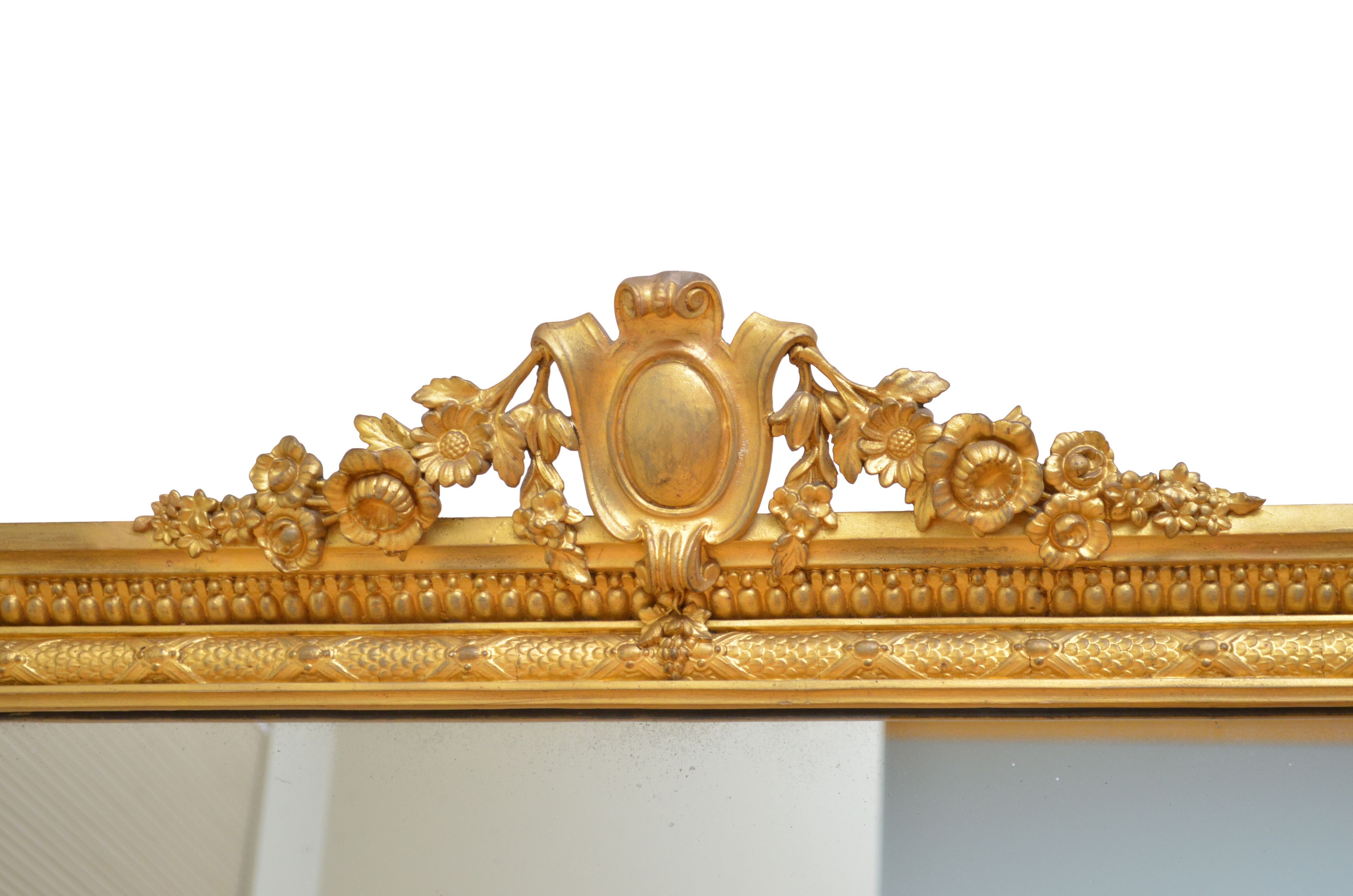 Miroir de cheminée victorien doré
