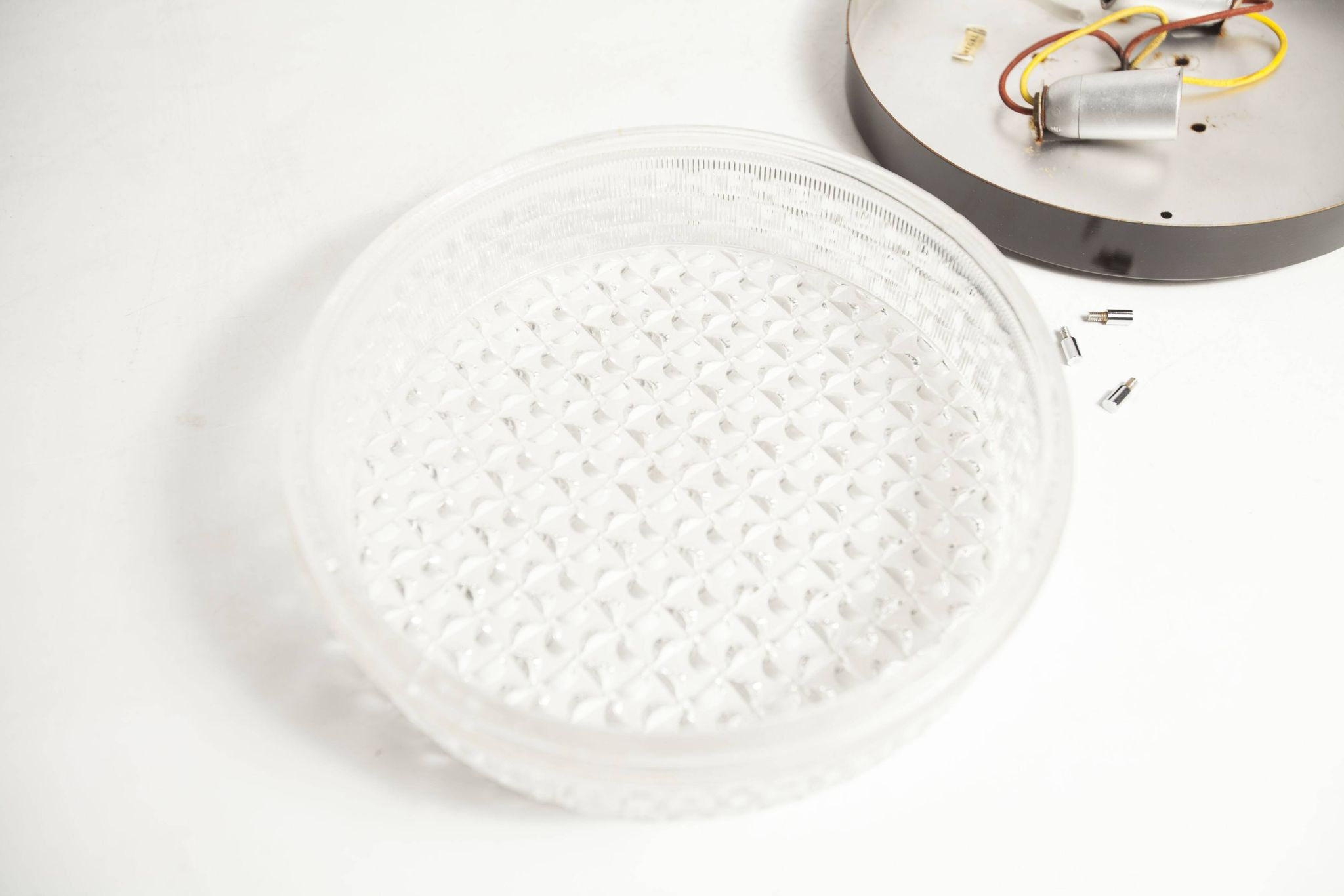 S+ Megal round ceiling light in black and opaque Swiss machined glass 90