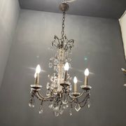Antique Italian Silver Crystal Chandelier, 1940s