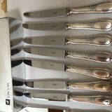8 silver metal table knives Ercuis Lauriers