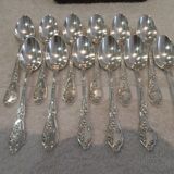 12 silver-plated coffee spoons by Boulenger, Art Nouveau thistles