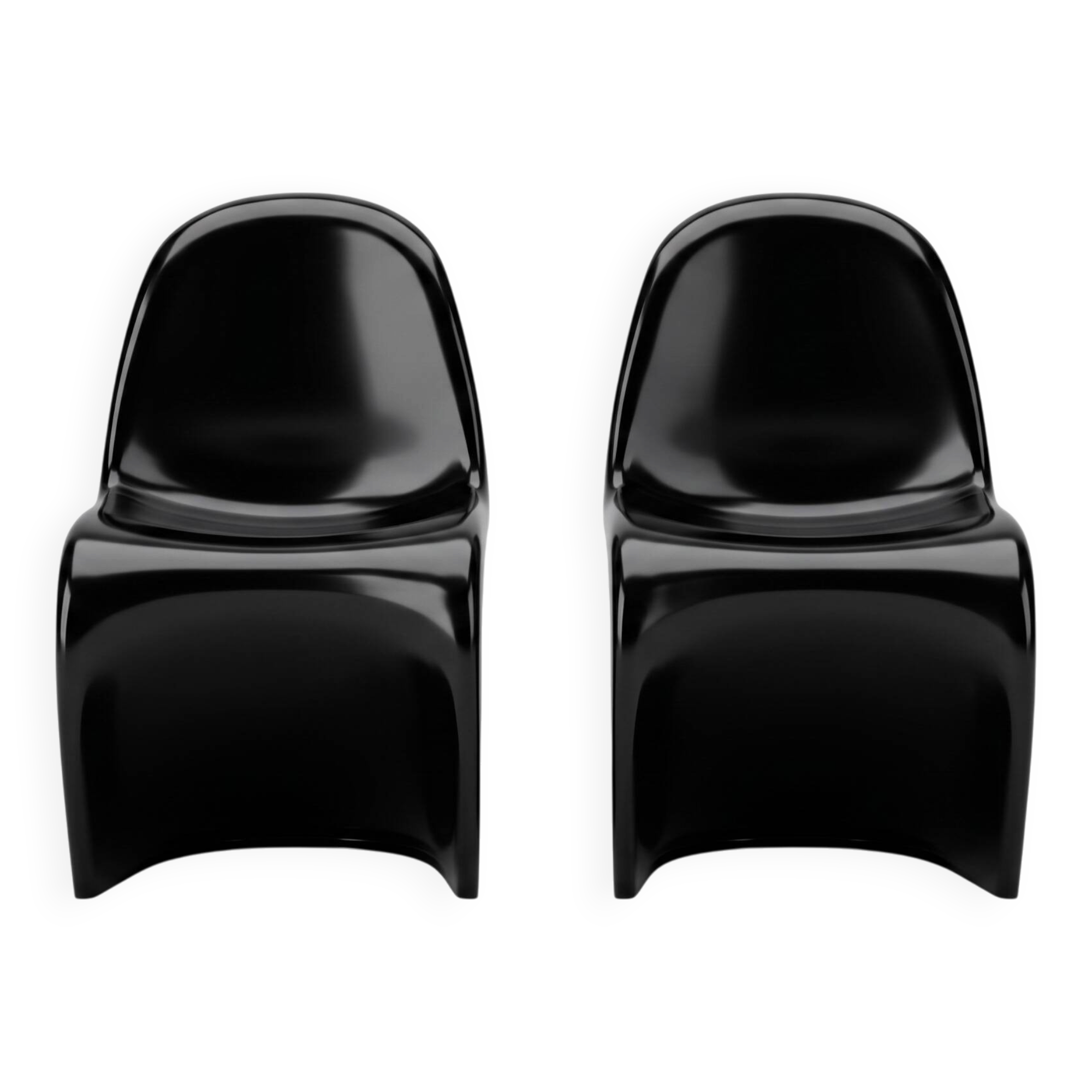 Set of 2 vintage design armchairs – Glossy black