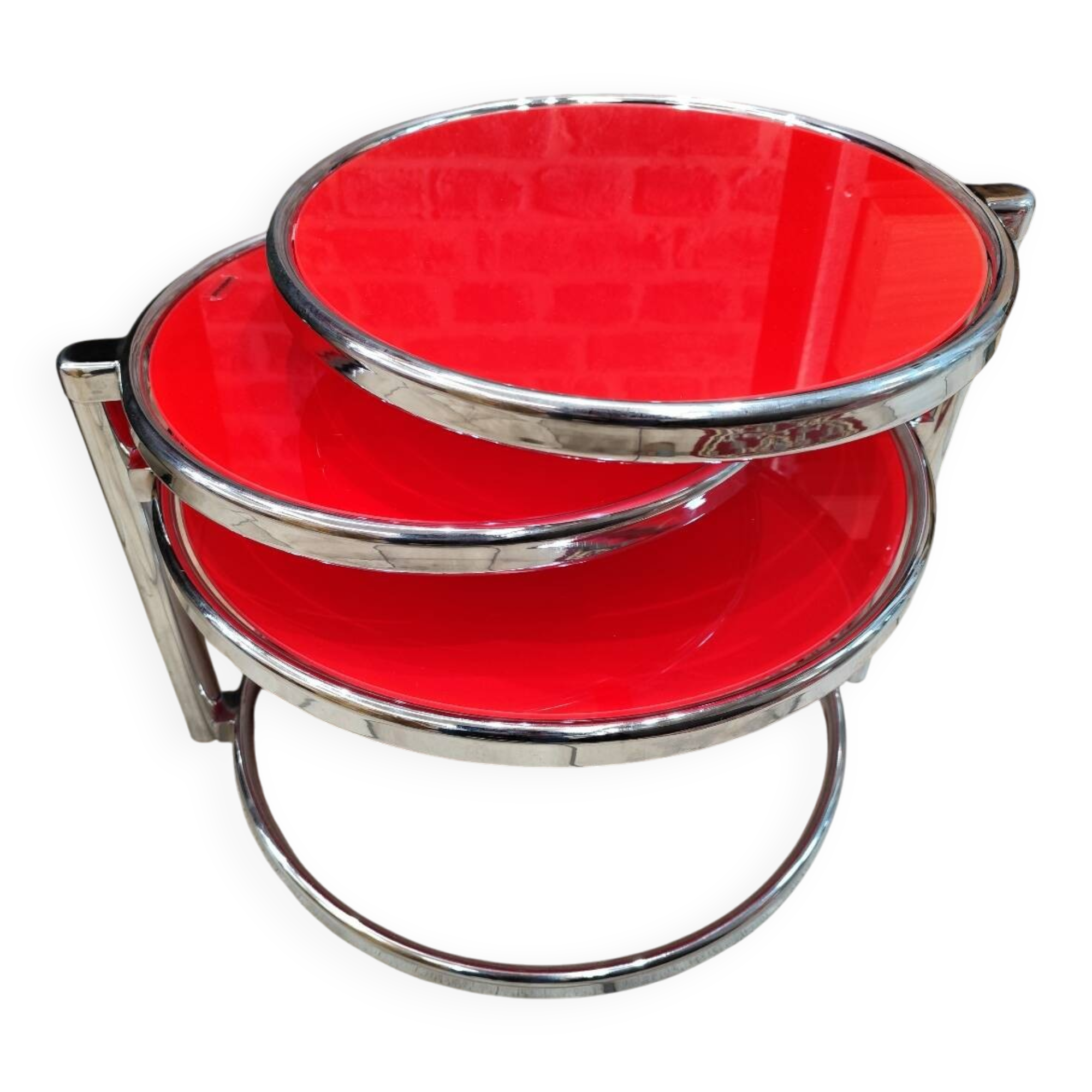 Red tempered glass coffee table