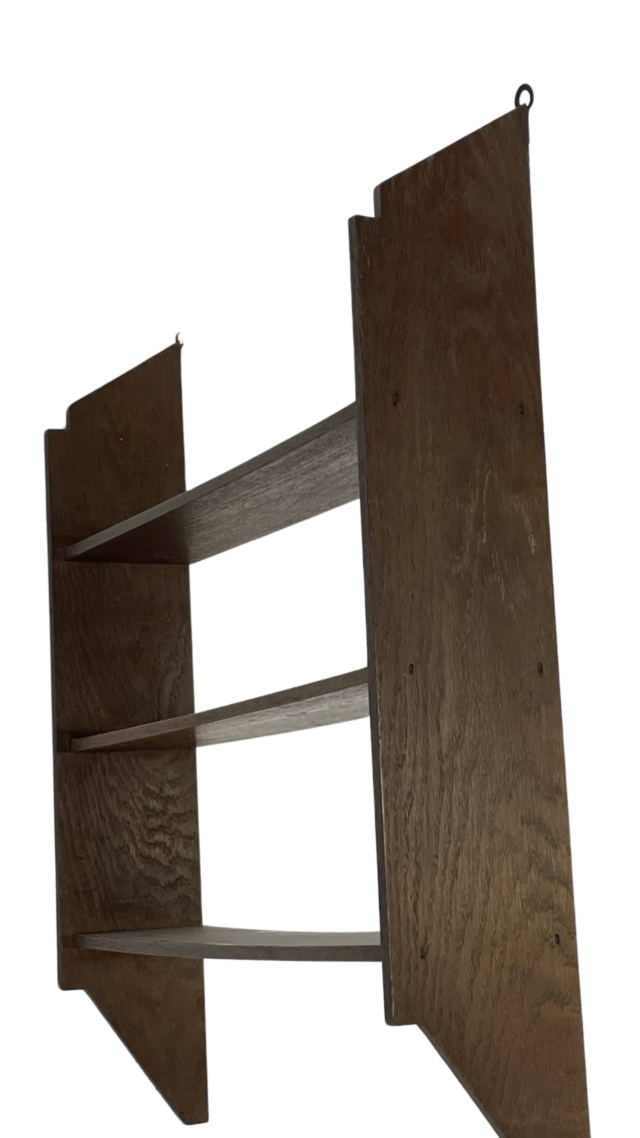 Vintage wooden wall shelve rack bookshelf in oak