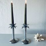Pair of palm tree candlesticks