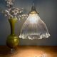 Vintage glass holophane pendant light