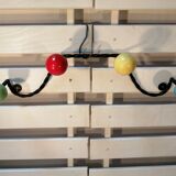 Wall rack wrought iron vintage 50s multicolored hooks.