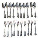 Antique silver-plated cutlery set for 10 people – shell decoration, spirit