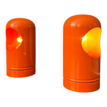 Ensemble (2) de lampes de table orange vintage