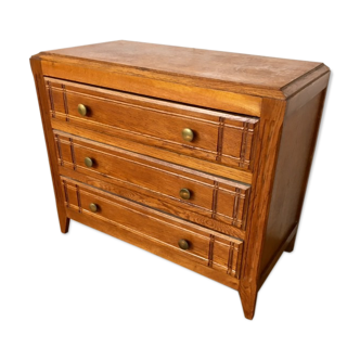 Modernist typical art deco chest of drawers in light oak with 3 drawers