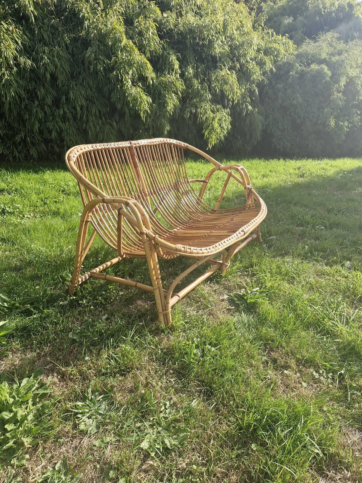 Rattan bench