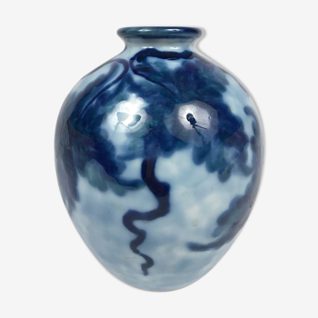 Vase boule tons bleus Tharaud Limoges