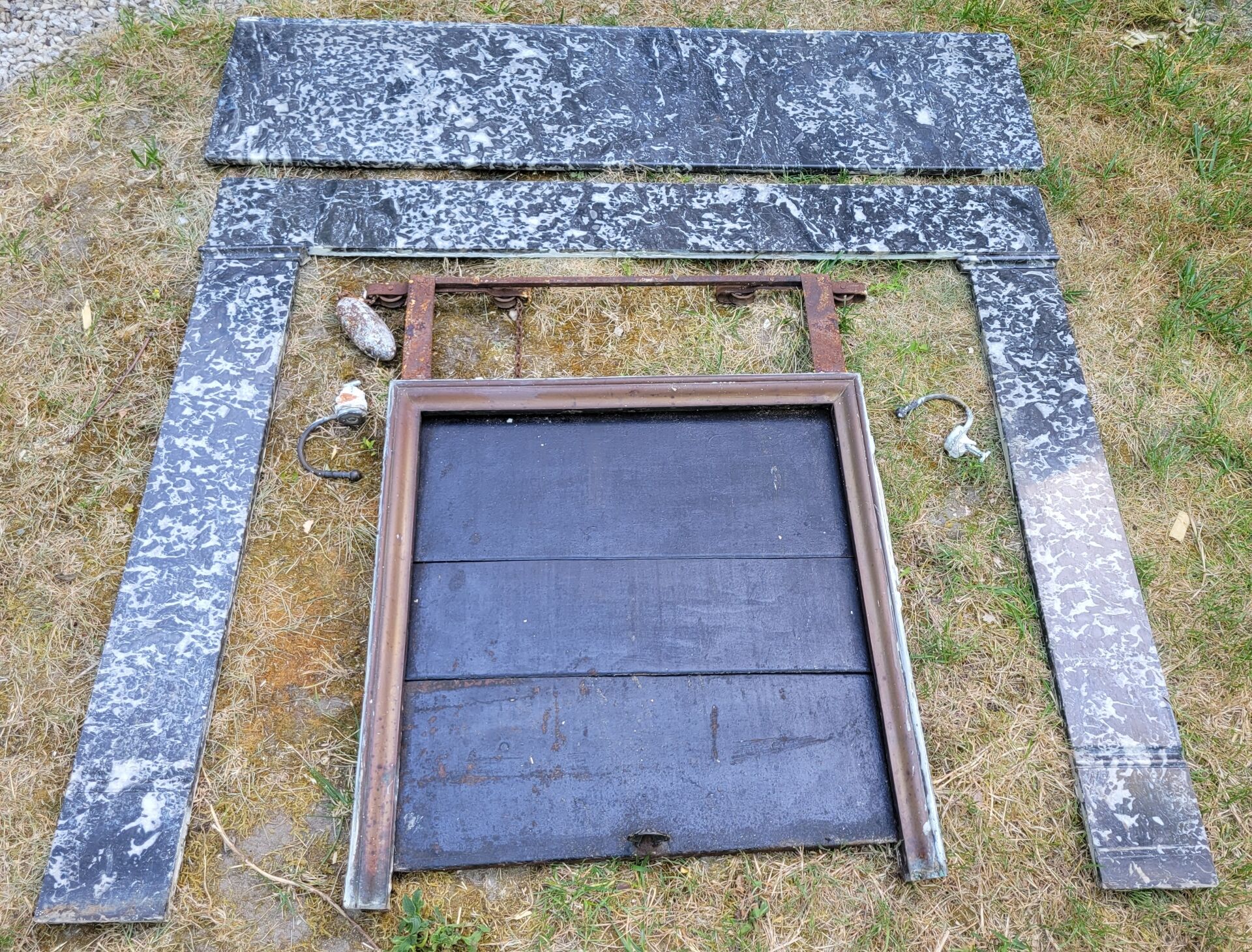Grey marble fireplace
