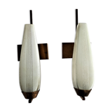 Brass and white glass wall lamps
