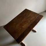 Rustic pink painted desk with brown tabletop