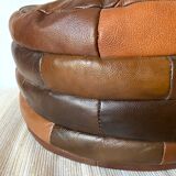 Patchwork leather pouf from the 70s and 80s