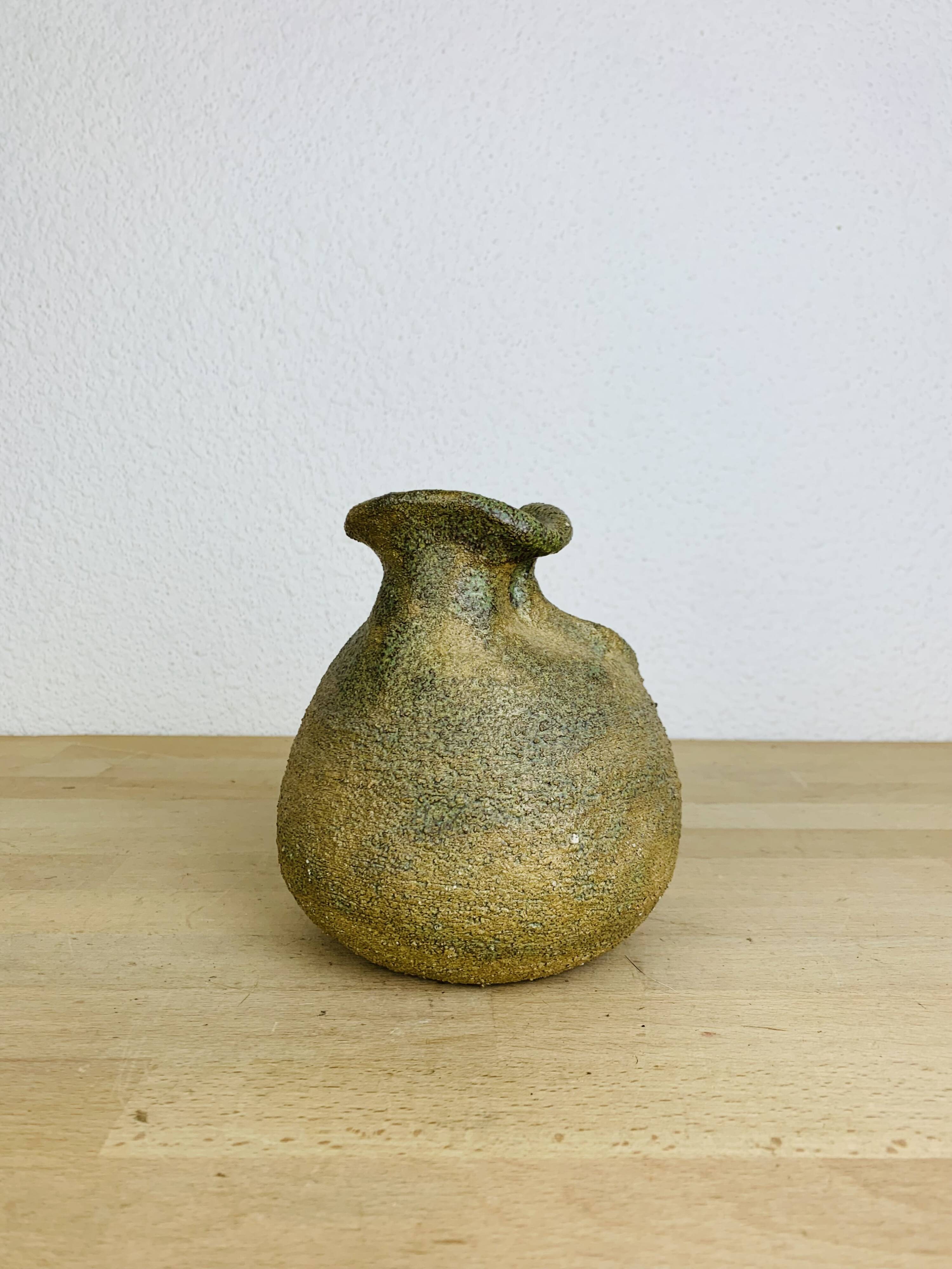 Vase boule forme libre grès vintage