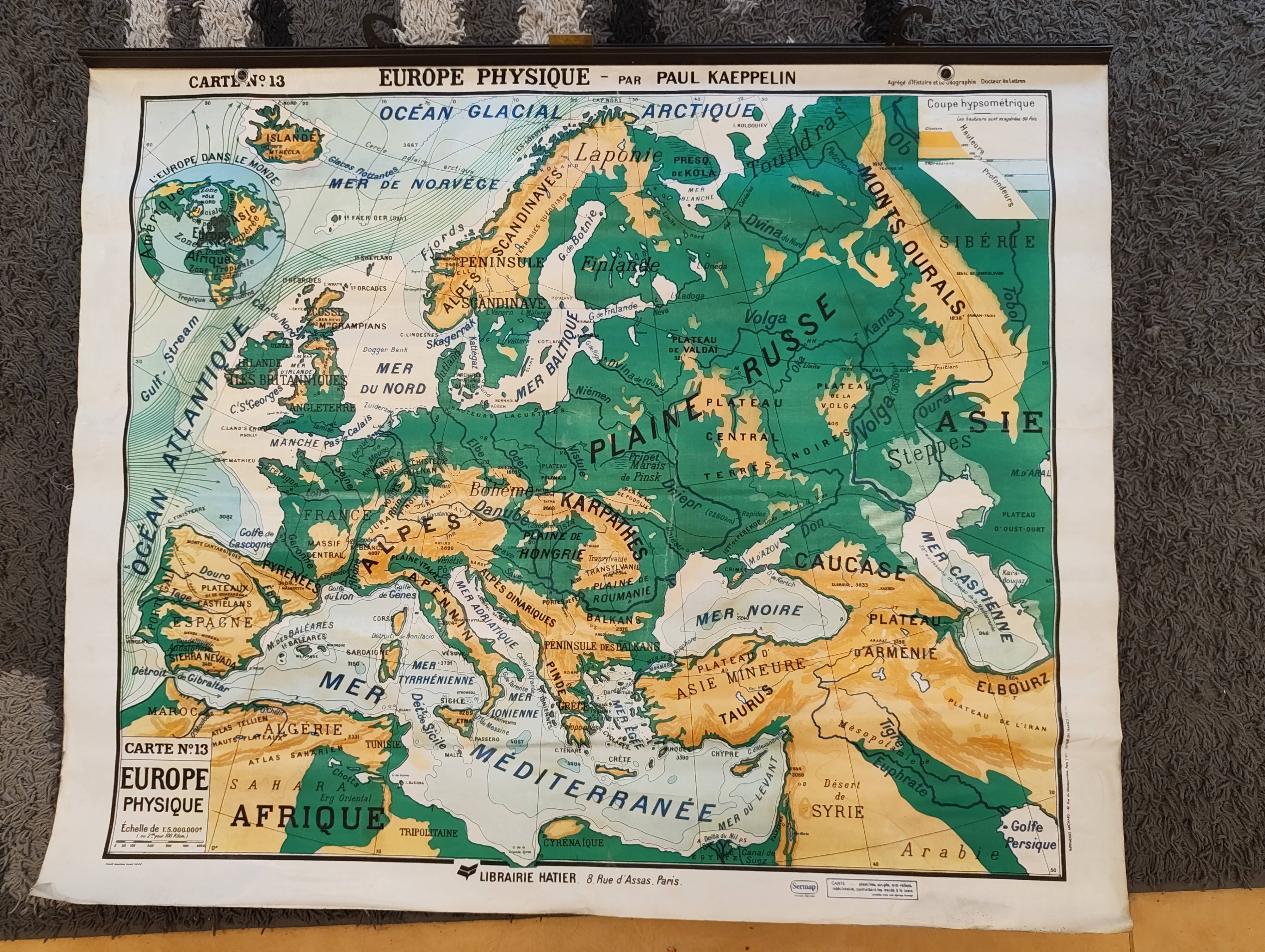 Old map Paul Kaeppelln Europe Physical