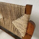 Pair of oak and straw armchairs, reconstruction style