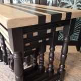 Lot de 4 tables gigognes en orme massif