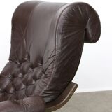 Fauteuil de salon luxueux en cuir, années 1970