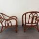 Paire de fauteuils en rotin torsadé 