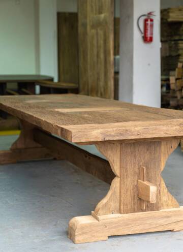 400 × 120 Reclaimed Oak Dining Table : Rustic Barn Wood, Handmade