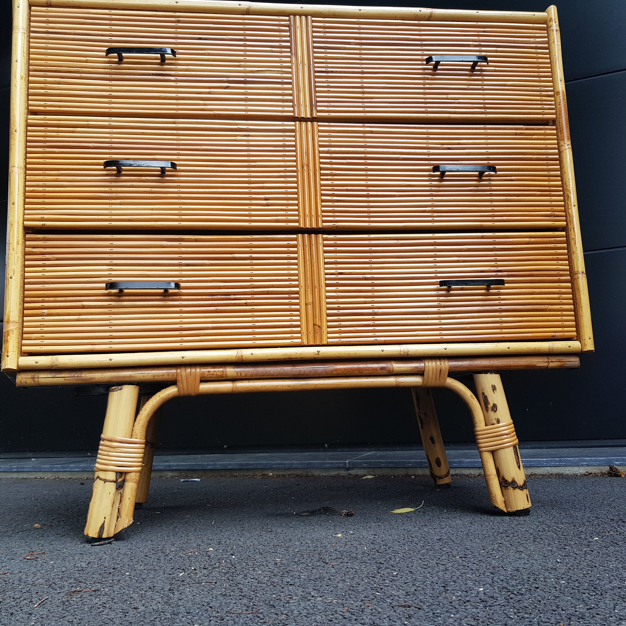Commode en rotin, années 50