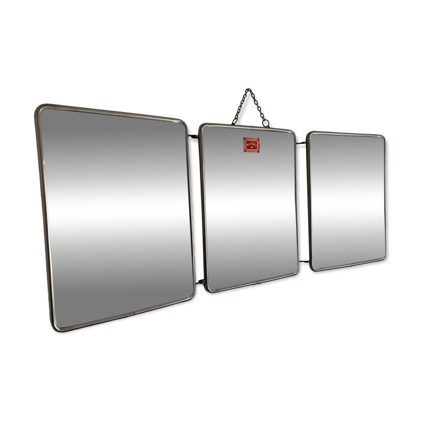 Vintage 1960 triptych mirror barber Mirbel blue Klein lizard imitation - 27