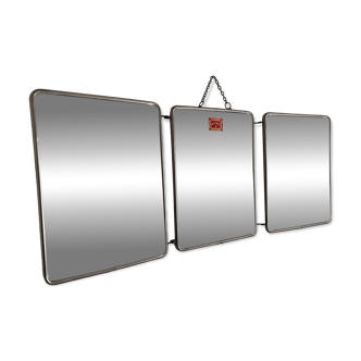 Vintage 1960 triptych mirror barber Mirbel blue Klein lizard imitation - 27
