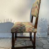 8 dining chairs in solid wood and tapestry