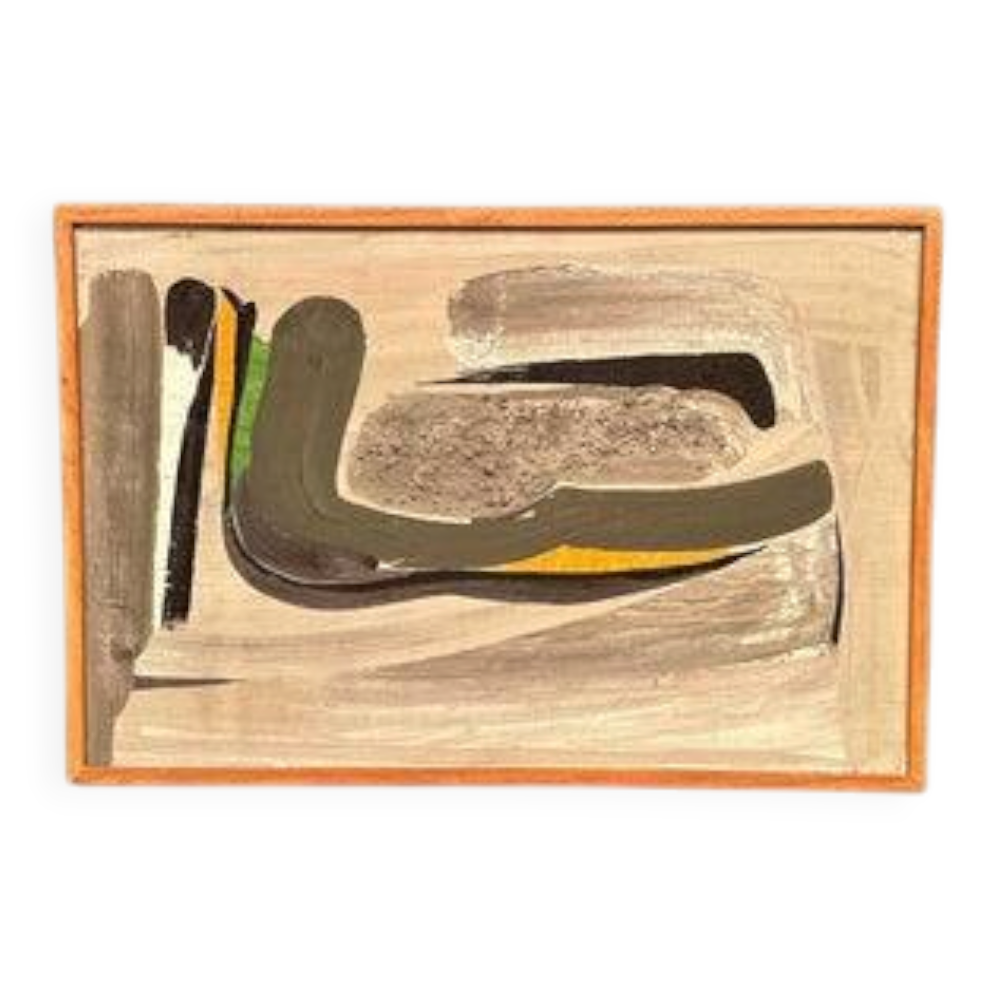 Huile sur toile originale suédoise – “Composition” attribuée à Olof Arén