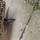 Vintage Mery armchair from the 1960s in brown patterned fabric with a chrome metal base.