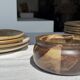 A small stoneware bowl, brown exterior, speckled grey interior D15