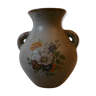 Vase en grès des années 60 décor fleurs