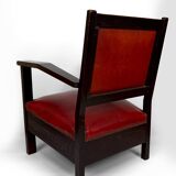Pair of Colonial Art Deco Carved Wood Armchairs, Algeria, 1930