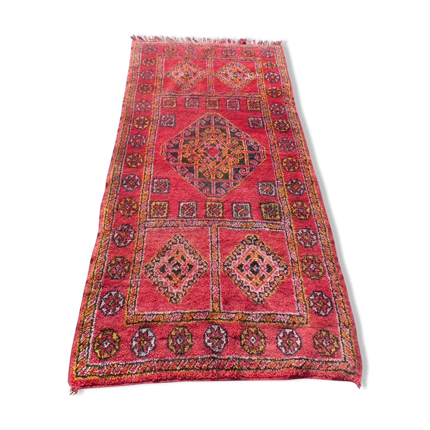 Tapis berbère marocain vintage Boujaad de Khenifra 250x120 cm
