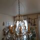 Old chandelier 8 branches bronze and Bohemian crystal late nineteenth