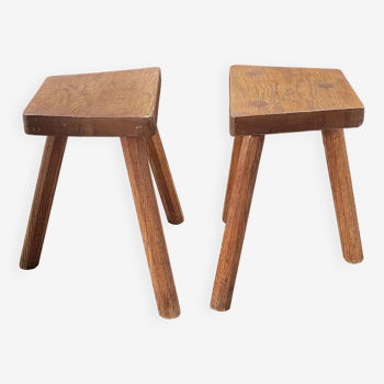 Pair of trapezoid tripod stools