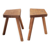 Paire de tabourets tripodes trapèze
