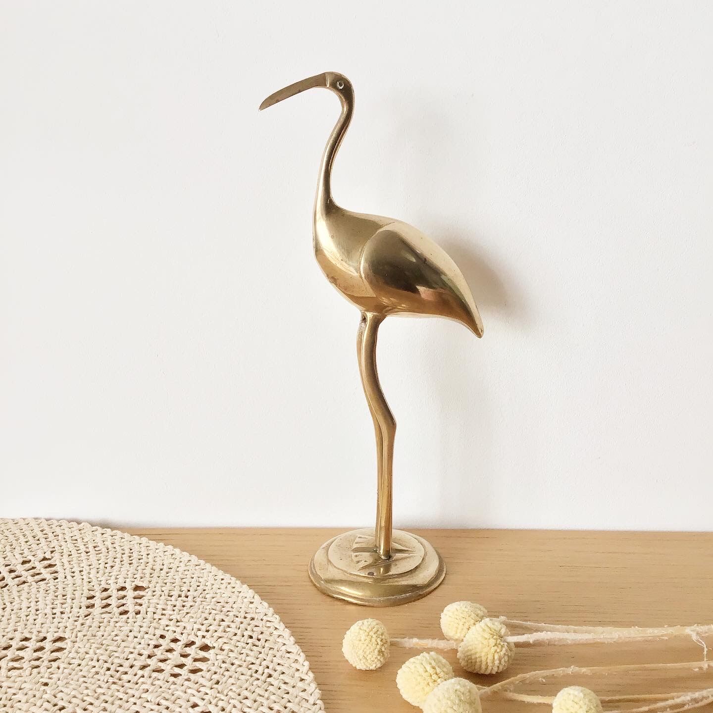 Vintage brass ibis bird statuette