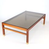 Table basse en palissandre et verre fumé