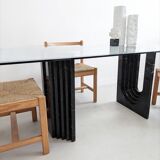 Glass & Black Marble Dining Table by Carlo Scarpa for Cattelan 1970's