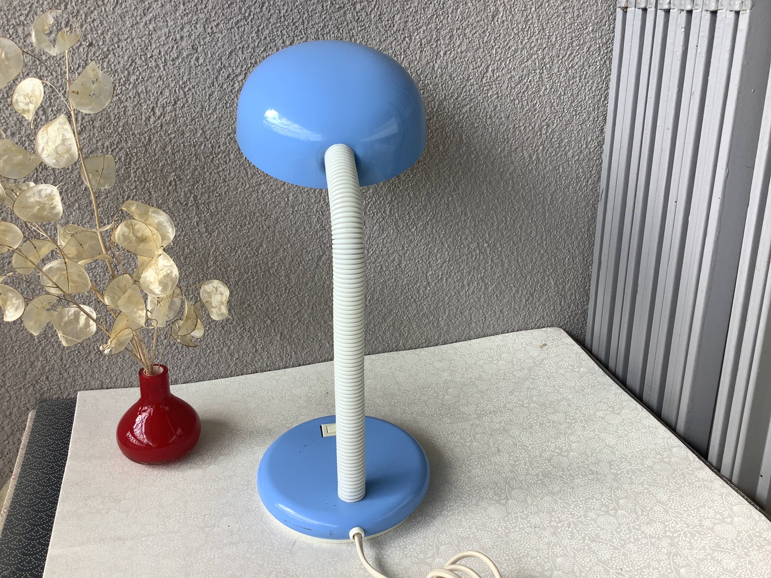 Bauhaus style sky blue space age design lamp