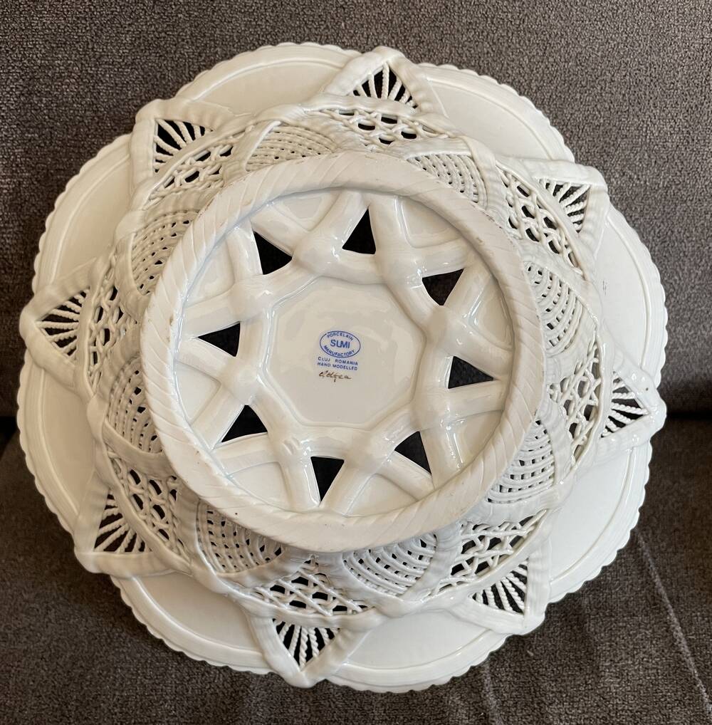 Fruit bowl crafted with floral decoration, Sumi, Romania, centrepiece decor.