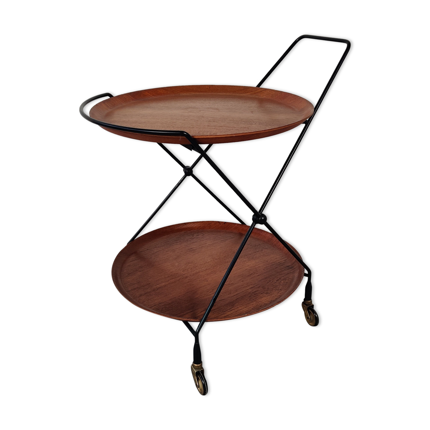 Scandinavian teak and metal dessert by Paul Nagel, Made in sweden 60s